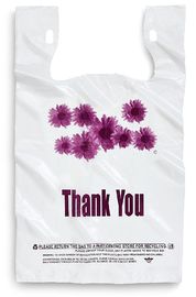 ดอกไม้สีม่วงขอขอบคุณคุณถุงช้อปปิ้งพลาสติก - 500 ชิ้น / กล่องสีขาววัสดุ LDPE